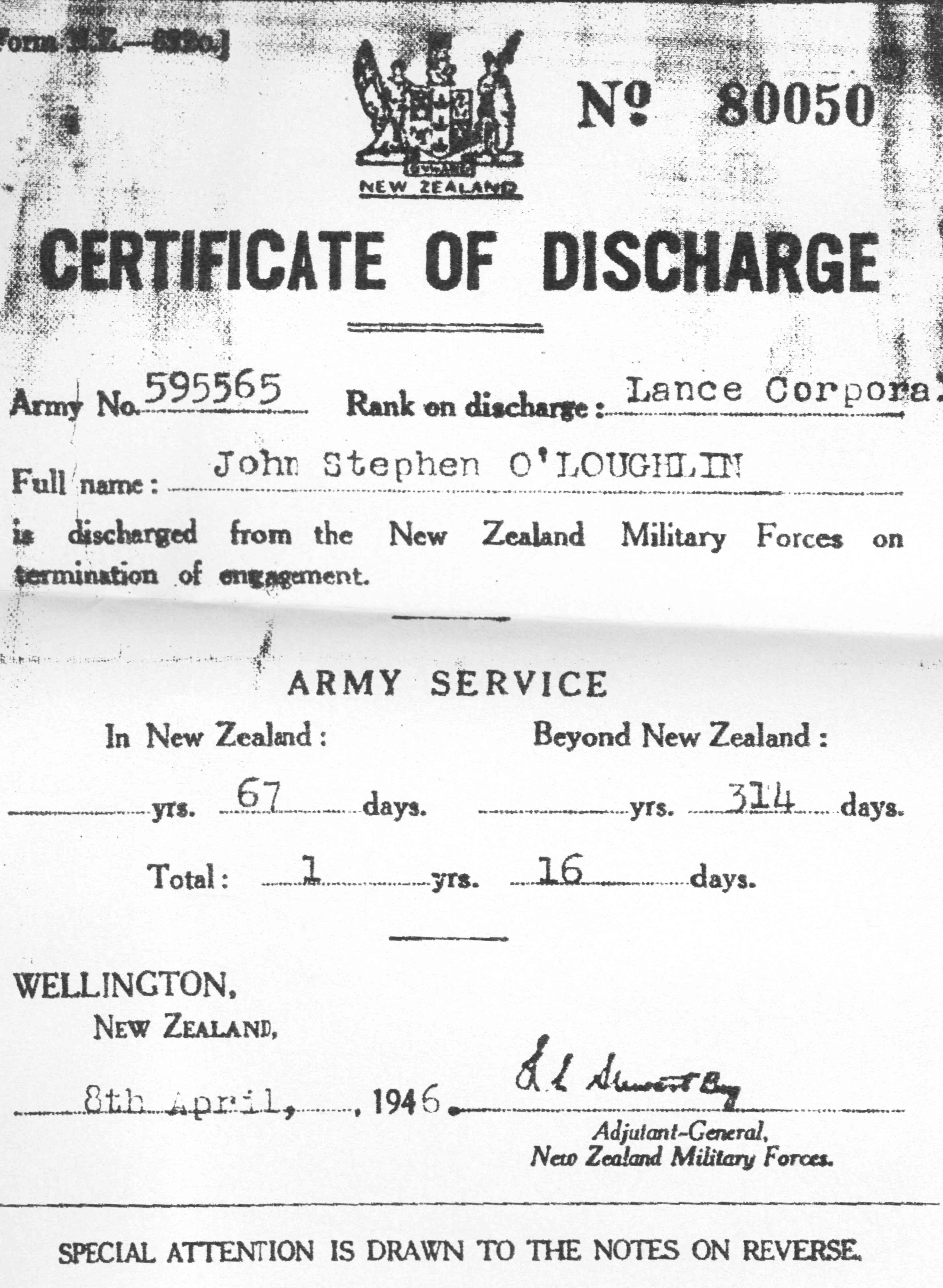 Blast from the past Rauterkus history Joe's Arm Discharge papers