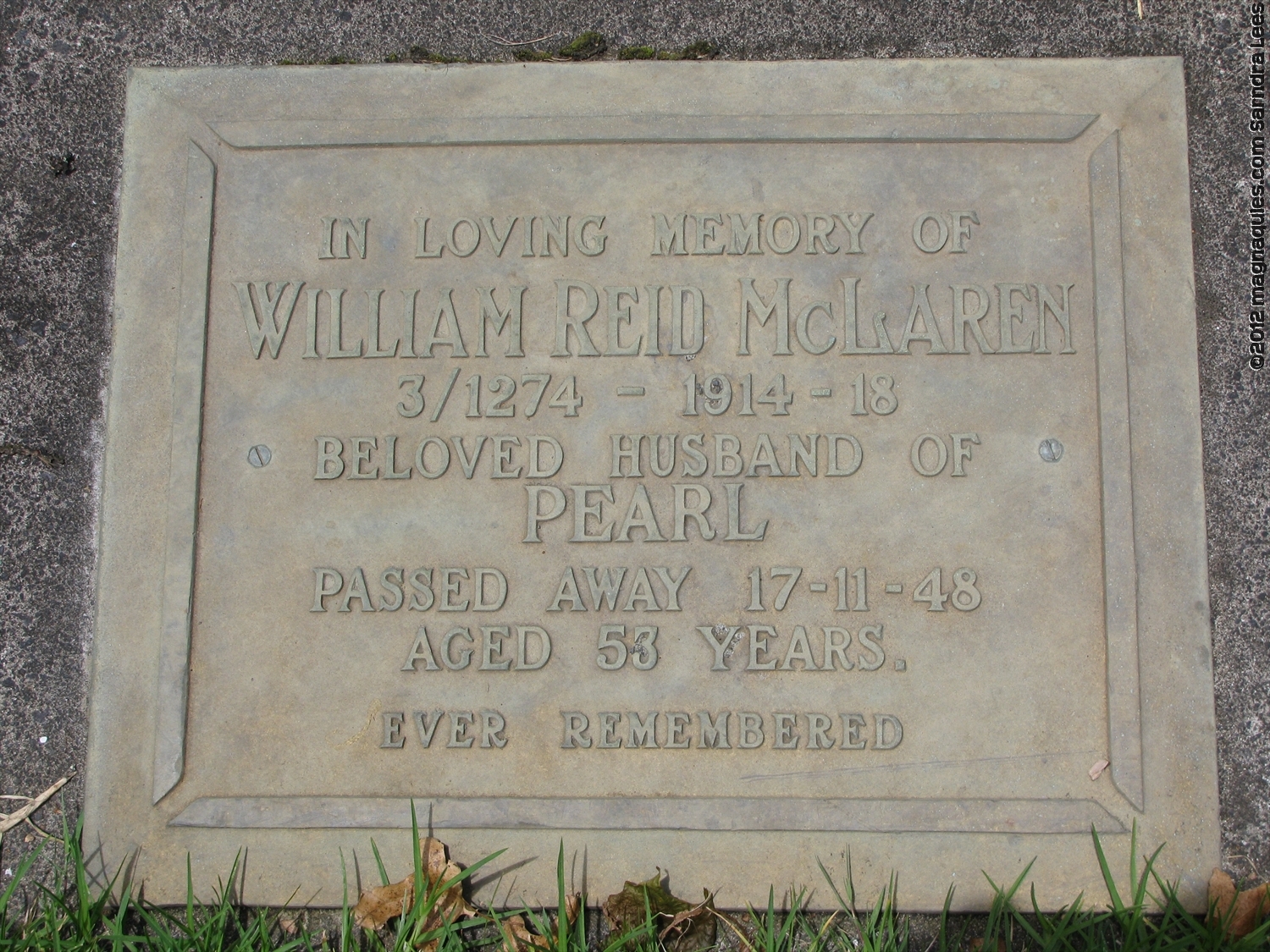 William Reid McLaren Online Cenotaph Auckland War Memorial Museum