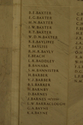 David John Barnes Online Cenotaph Auckland War Memorial Museum