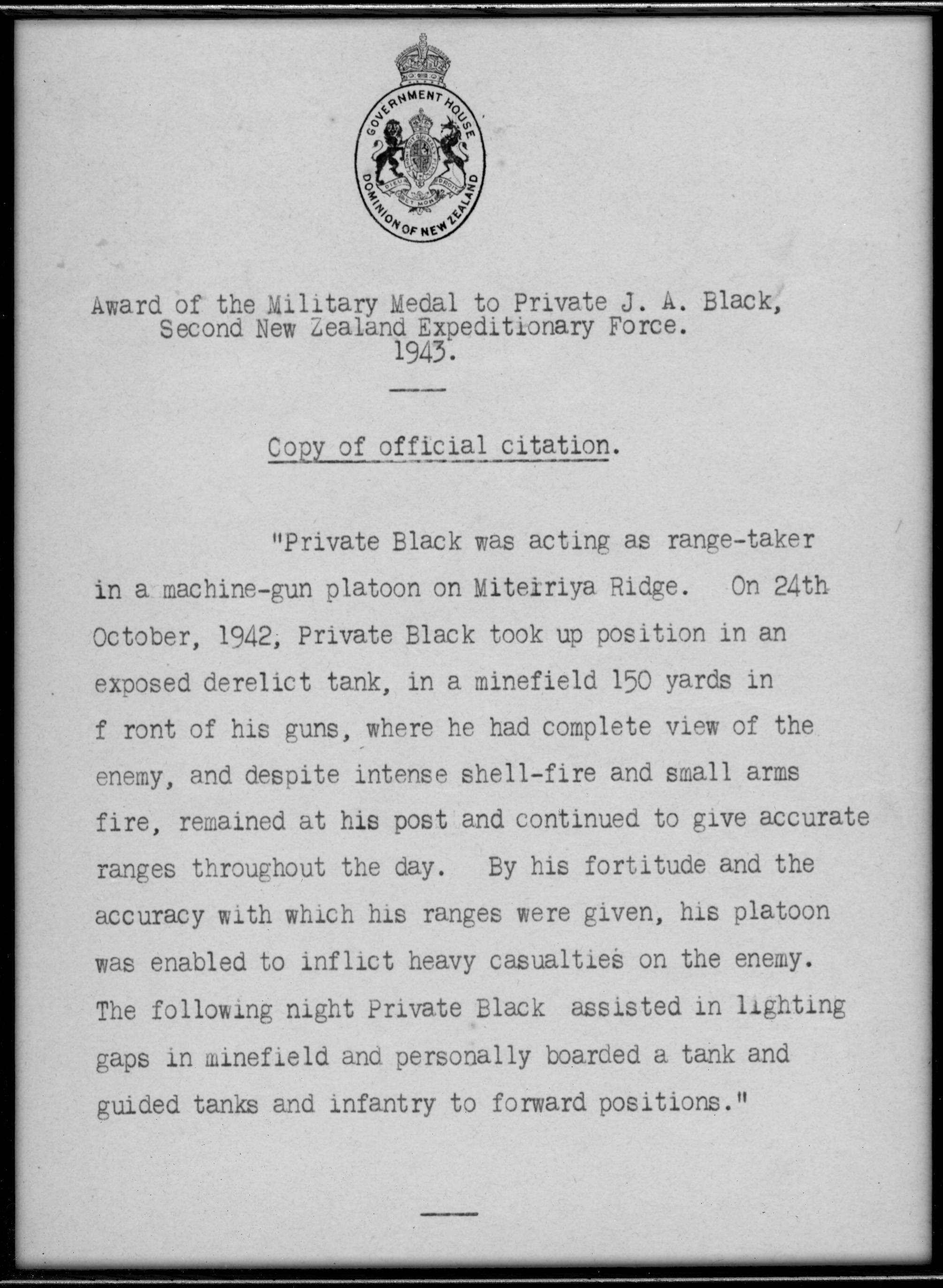 John Alexander Black Online Cenotaph Auckland War