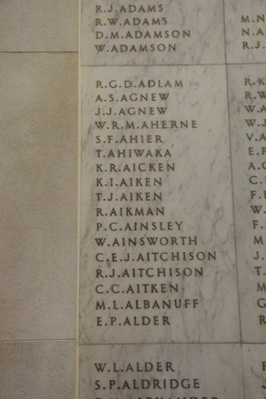 Richard Justin Aitchison Online Cenotaph Auckland War Memorial Museum