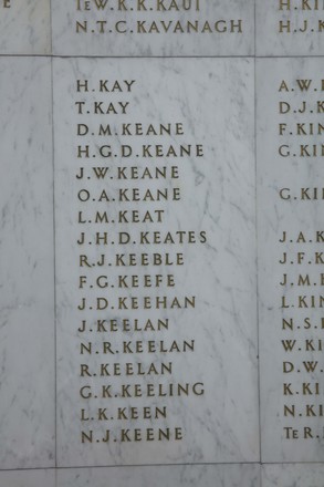 John Douglas Keehan Online Cenotaph Auckland War Memorial Museum